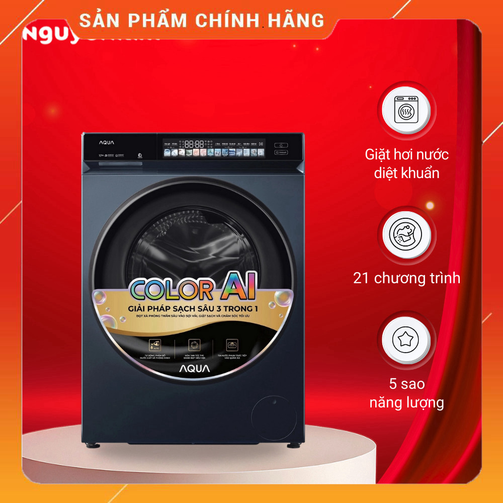 Nhắn shop đặt Máy Giặt Aqua Inverter Cửa Trước 10kg AW10-B4377U1L(GN) Tải Lên đến 10kg Giặt Nén Vỏ G
