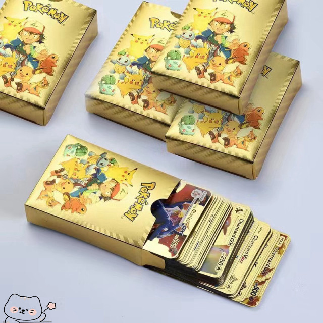 Bộ sưu tập thẻ bài Pokémon cao cấp 55 lá, thẻ lá mạ vàng Bộ Sưu Tập Thẻ Bài Pokémon Cao Cấp 55 Lá Mạ