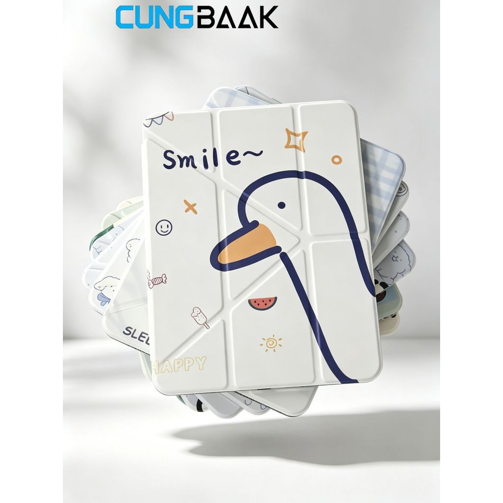 CUNGBAAK Bao iPad 11 Inch M3 Hình Mèo Ragdoll Cute Trong Suốt Chống Trầy Gập Chữ Y Giá Đỡ Bút Tiện