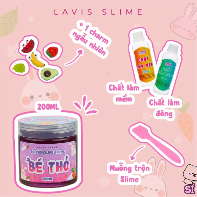 LAVIS SLIME Bé Thỏ Slime Thảo Mộc An Toàn Cho Trẻ Em