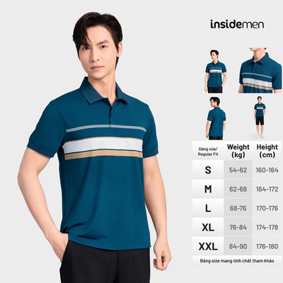 Áo Polo Nam Insidemen Dáng Regular Fit Họa Tiết Sọc Co Giãn Thoải Mái IPS019AS1