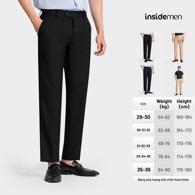 Quần tây công sở nam INSIDEMEN polyester và rayon giữ form lâu bền ITR0010Z