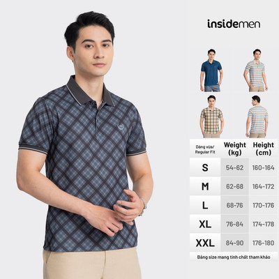 Áo Polo Nam INSIDEMEN Tay Ngắn Cổ Bẻ Polyester Họa Tiết Trẻ Trung IPS009AZ