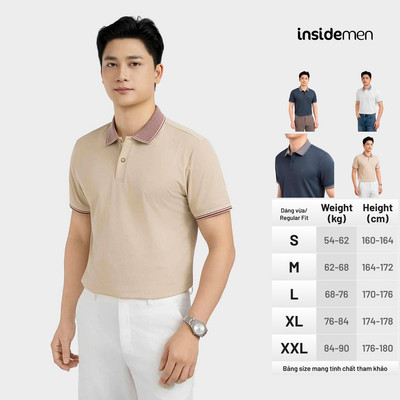 Áo Polo Nam Insidemen Regular Fit, Họa Tiết Jacquard Trẻ Trung, Chất Liệu Co Giãn Thoáng Khí IPS026MAH0