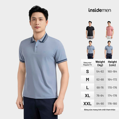 Áo Polo Nam Insidemen Regular Fit Ngắn Tay, Phong Cách Trẻ Trung,Lịch Lãm Dễ Mặc IPS119MAH0