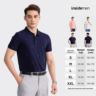 Áo Polo Nam Có Cổ INSIDEMEN Cotton Thoáng Mát Họa Tiết Công Sở IPS009S3