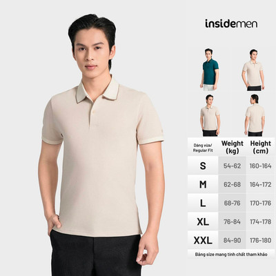 Áo Polo Nam Insidemen Dáng Slim Fit Ôm Vừa Cổ Dệt Họa Tiết Mềm Mát Thấm Hút Mồ Hôi IPS209AS0