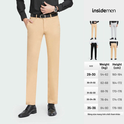 Quần Dài Kaki Nam INSIDEMEN dáng basic form slim fit tôn dáng vải trơn mềm mại co giãn tốt trẻ trung IKK00603