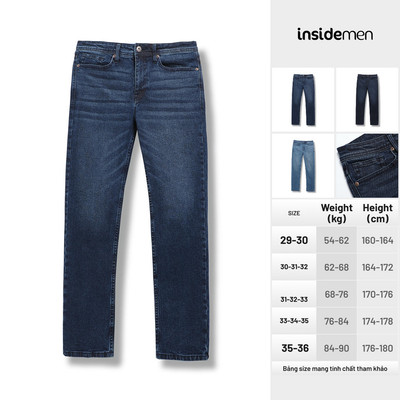 Quần jeans nam Hiệu Ứng Giặt Mài INSIDEMEN Regular Fit thoải mái tôn dáng mềm mại thấm hút tốt IJN002M0H0