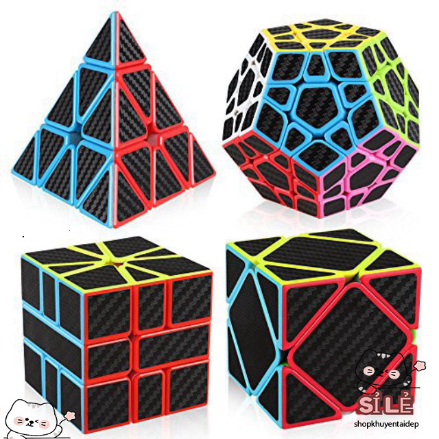 Moyu 7 Đồ Chơi Rubik Carbon Đen 2x2, 3x3, 4x4, 5x5 & Tam Giác Skewb