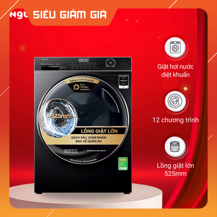 Máy Giặt Aqua Có Lưới trước Inverter 12kg Cửa Dễ Sử Dụng