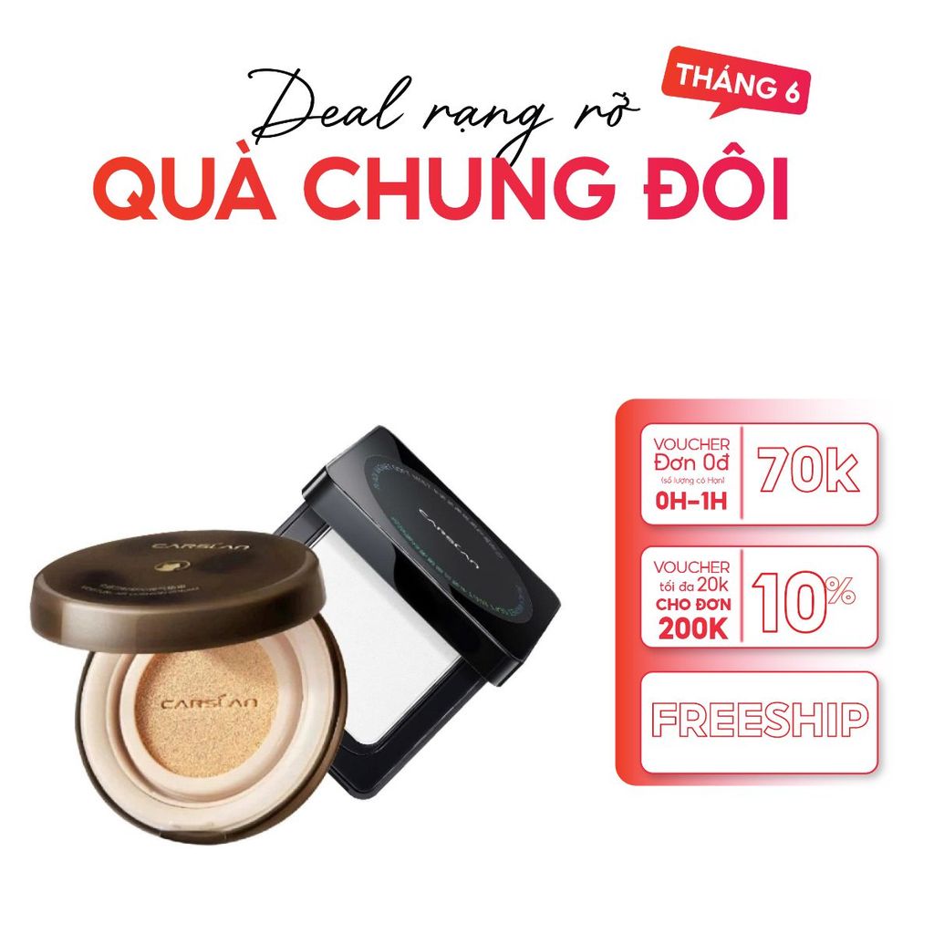Combo phấn nước Carslan nền căng mịn + phấn nén Carslan kiềm dầu, khóa nền lâu trôi