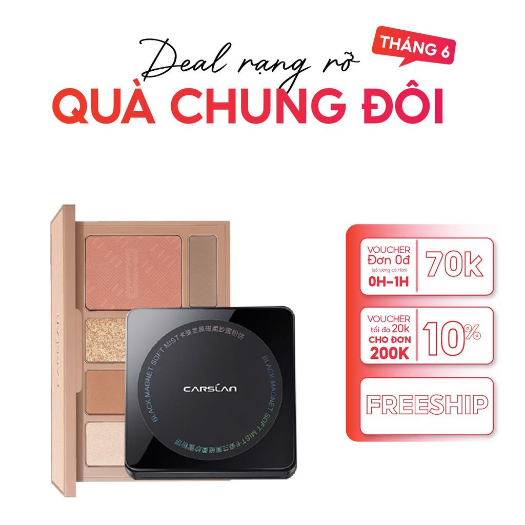 Combo bảng phấn mắt Carslan 10 ô đa sắc + phấn nén Carslan nền mịn, kiềm dầu hiệu quả