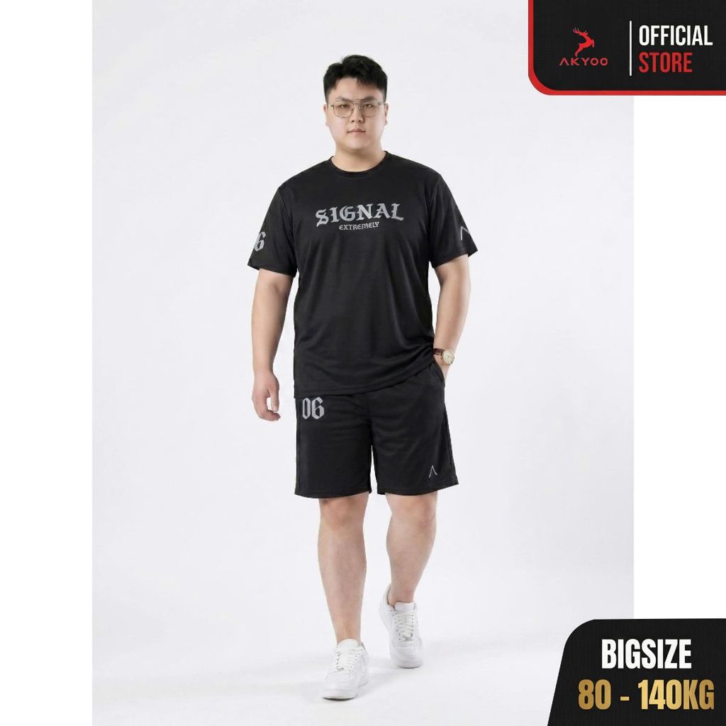 Bộ Thun Nam Bigsize 80-140kg AKYOO Cao Cấp, Chất Liệu Cotton Co Giãn, Thoáng Mát, Akyoo Bigsize- SET