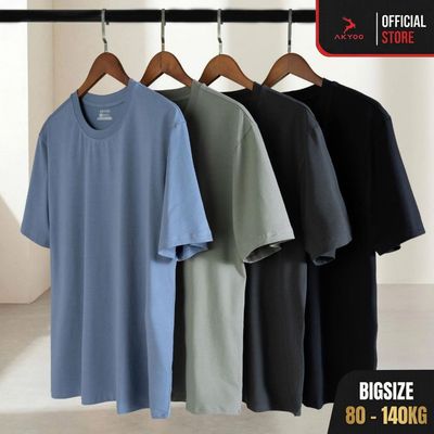 Áo Thun Bigsize Nam 80-140kg AKYOO Họa Tiết Trẻ Trung, Năng Động, Vải Cotton Co Giãn, Thoáng Mát - AT XANH, XAM,REU,DEN