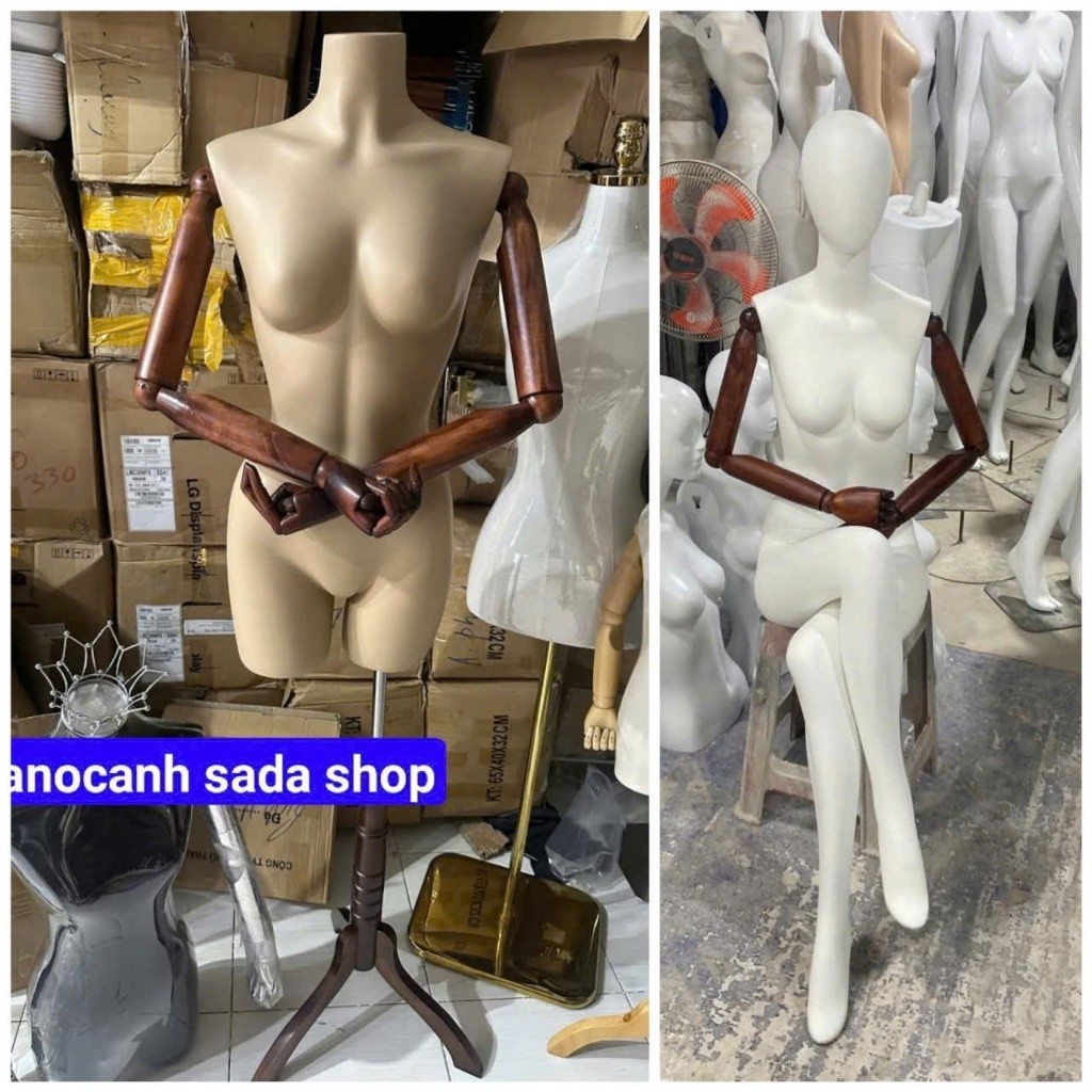 Manocanh nữ bán thân, đừng, ngồi composite có gắn tay cao cấp