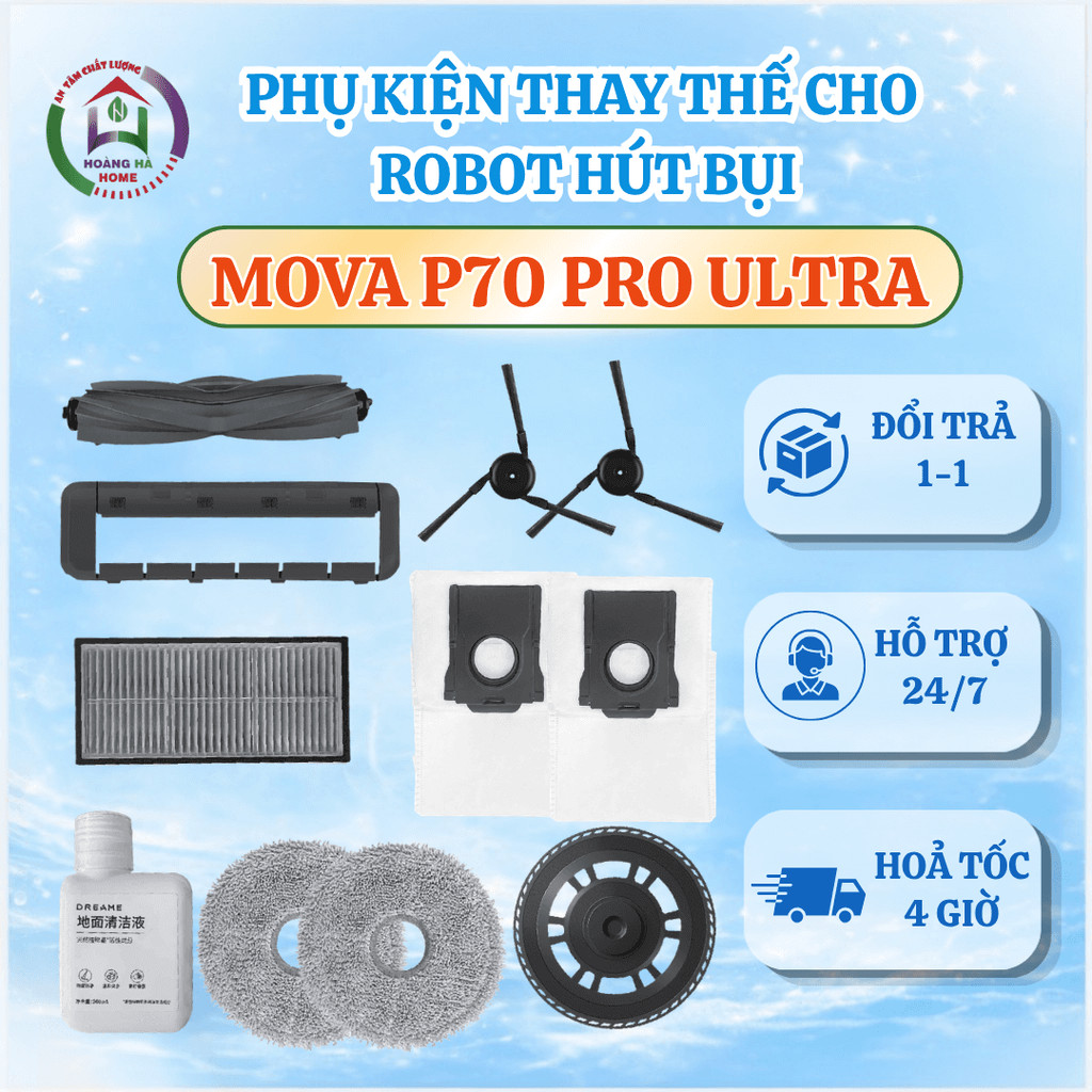 Phụ kiện robot hút bụi P70 Pro Ultra - Phụ kiện tương thích cho robot Mova P70 Pro Ultra