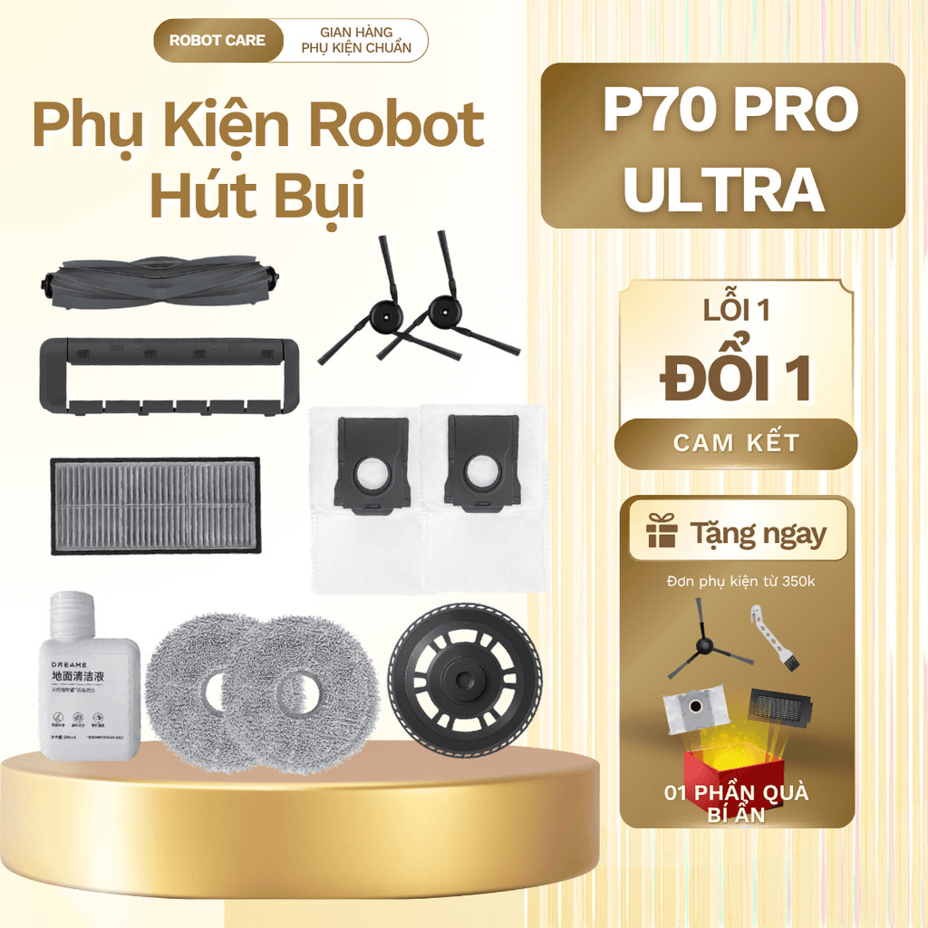 Phụ kiện robot P70 Pro Ultra - Phụ kiện tương thích cho robot Mova P70 Pro Ultra - Chổi cạnh, màng l