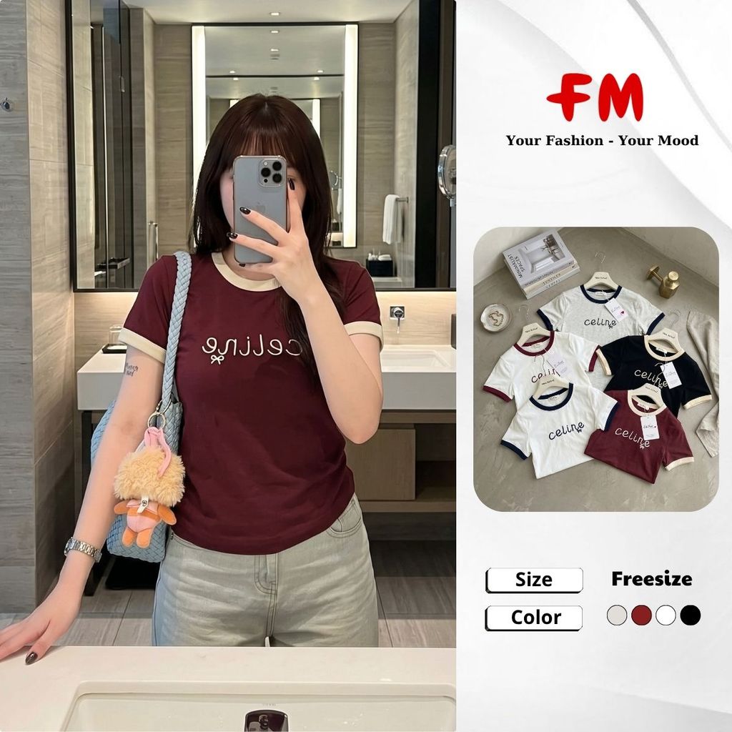 Áo Thun Babytee Nữ FMSTYLE In Chữ CELLNE Viền Màu Phong Cách Hàn Quốc Dễ Phối Đồ 26060137