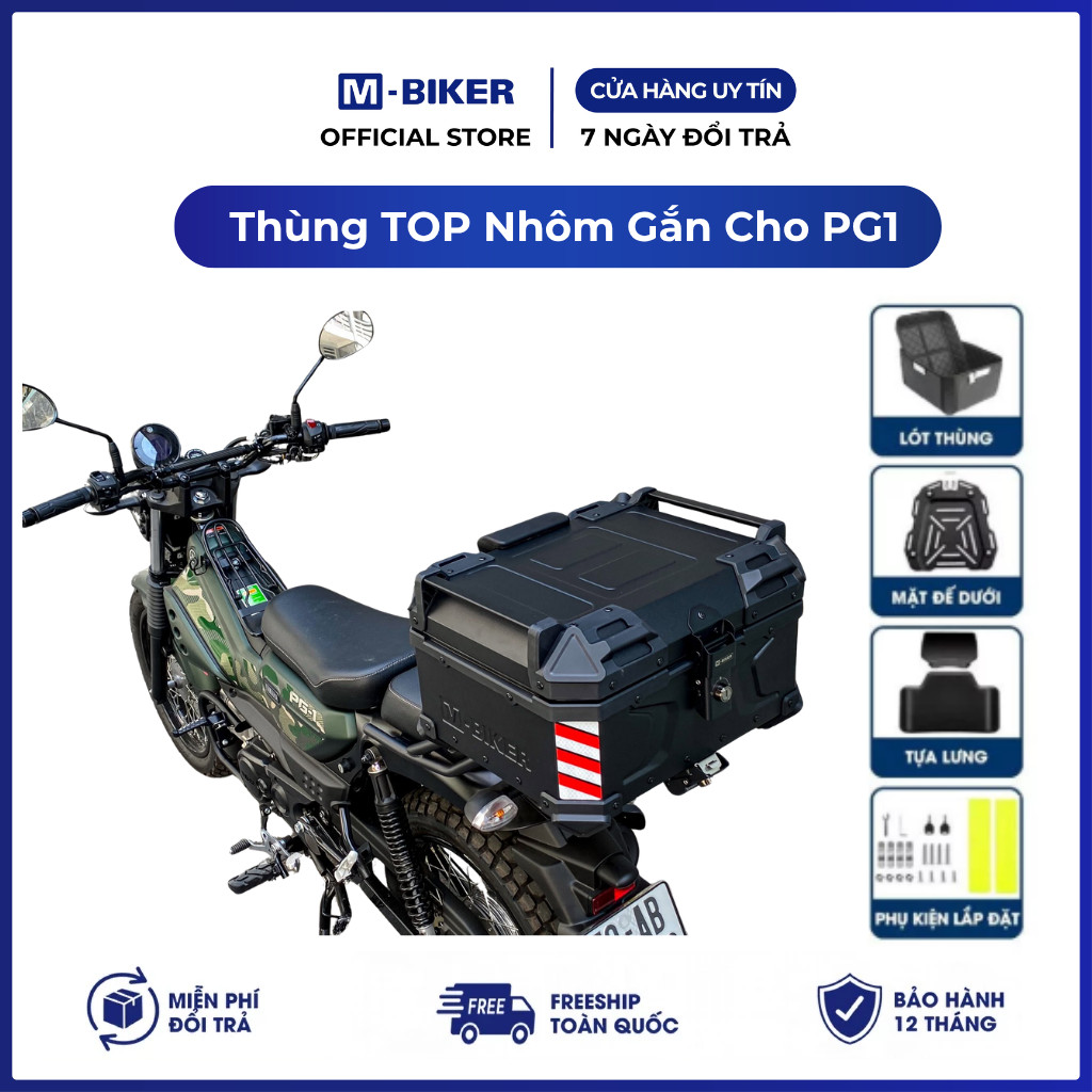 Thùng sau PG1, Thùng nhôm PG1 gắn sau xe pg1 abs | M-Biker