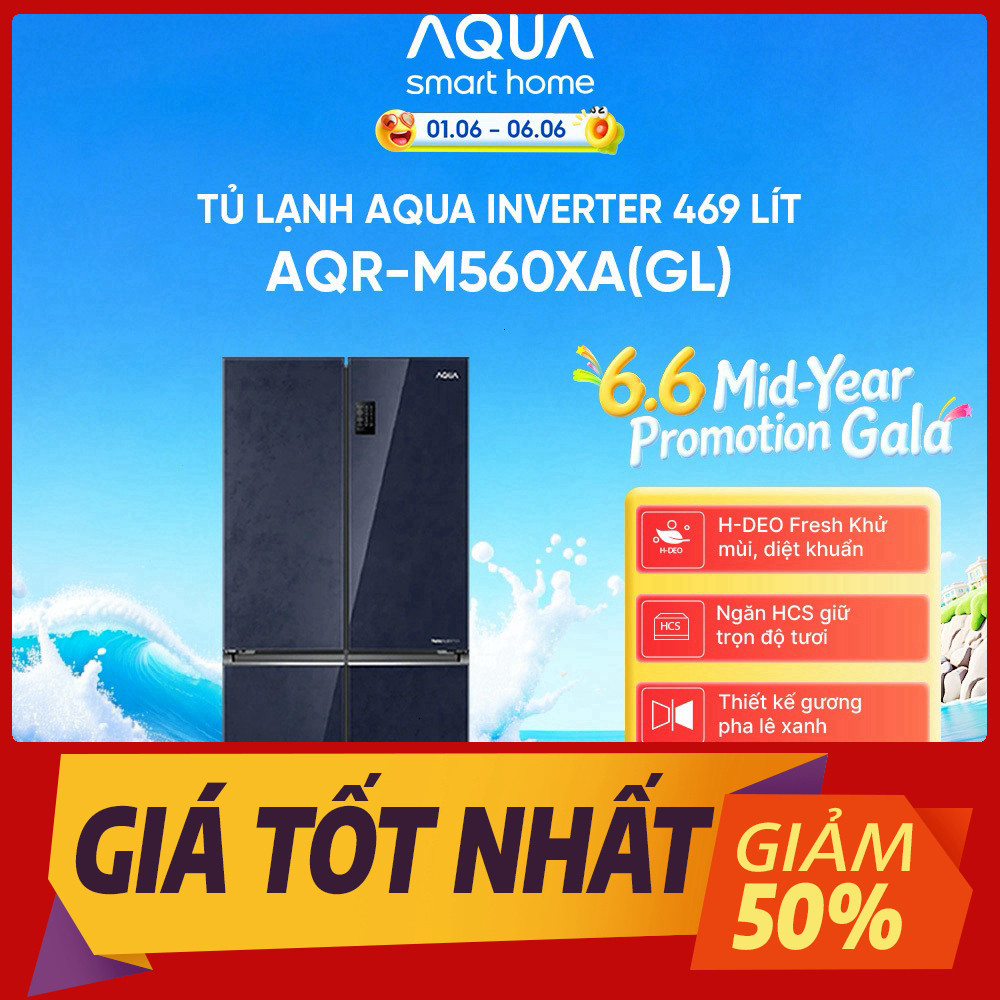 Tủ lạnh Aqua Inverter 469 lít AQR-M560XA(GL) - Bảo hành 2 năm, Freeship toàn quốc