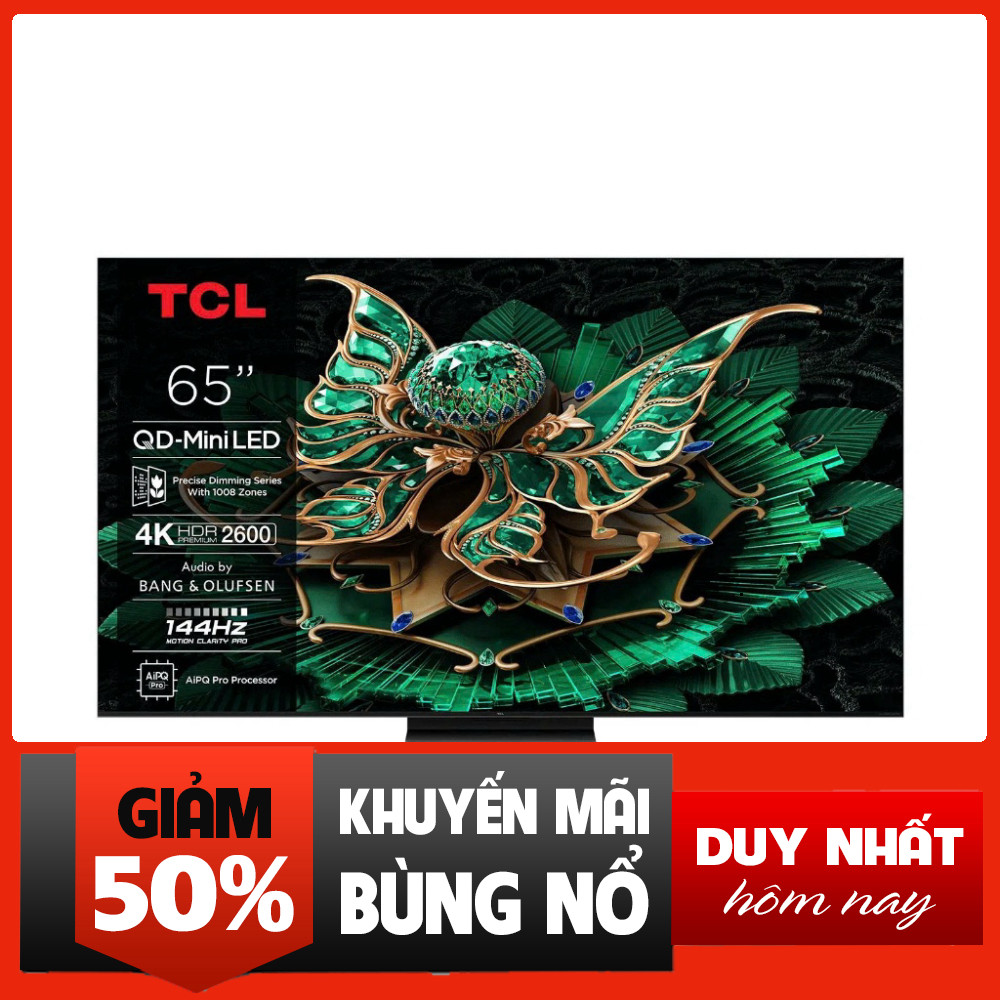 Khuyến mãi  Google Tivi TCL QD-Mini LED AI 4K 65 inch 65C7K 2025 - Hình ảnh sắc nét, trải nghiệm giả