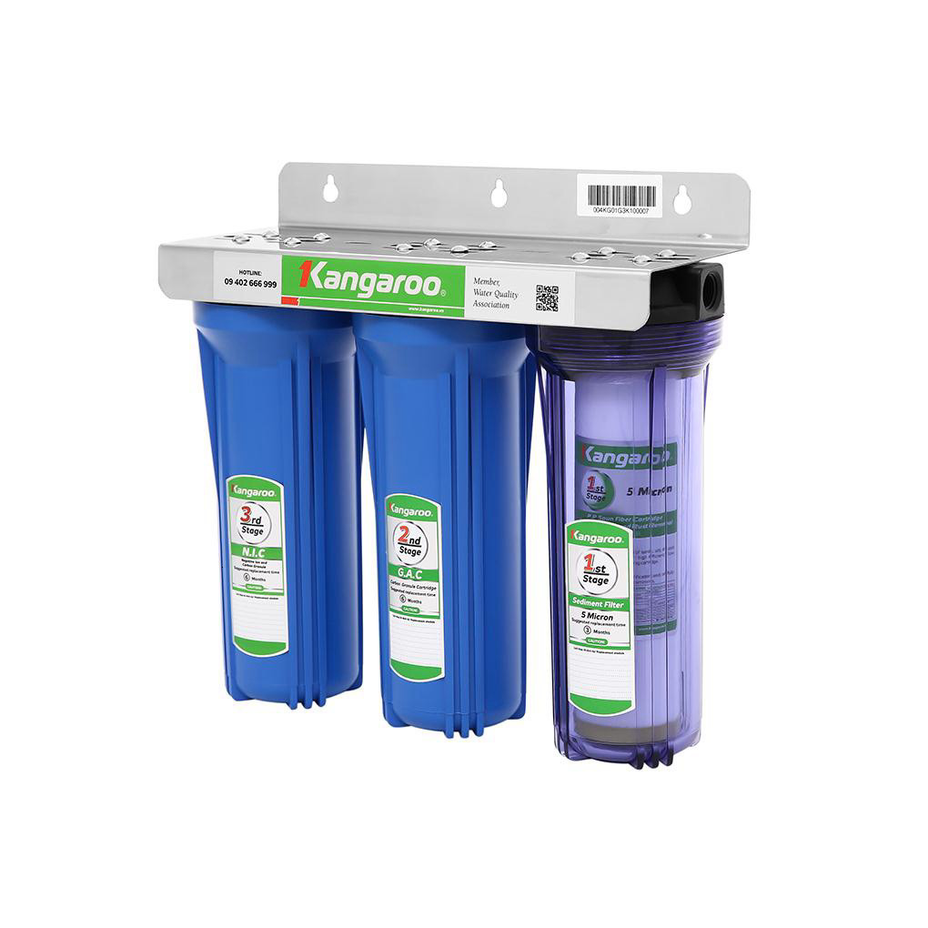 [CHÍNH HÃNG] Thiết bị lọc nước RO Kangaroo 3 lõi lọc thô 10'' KG01G3