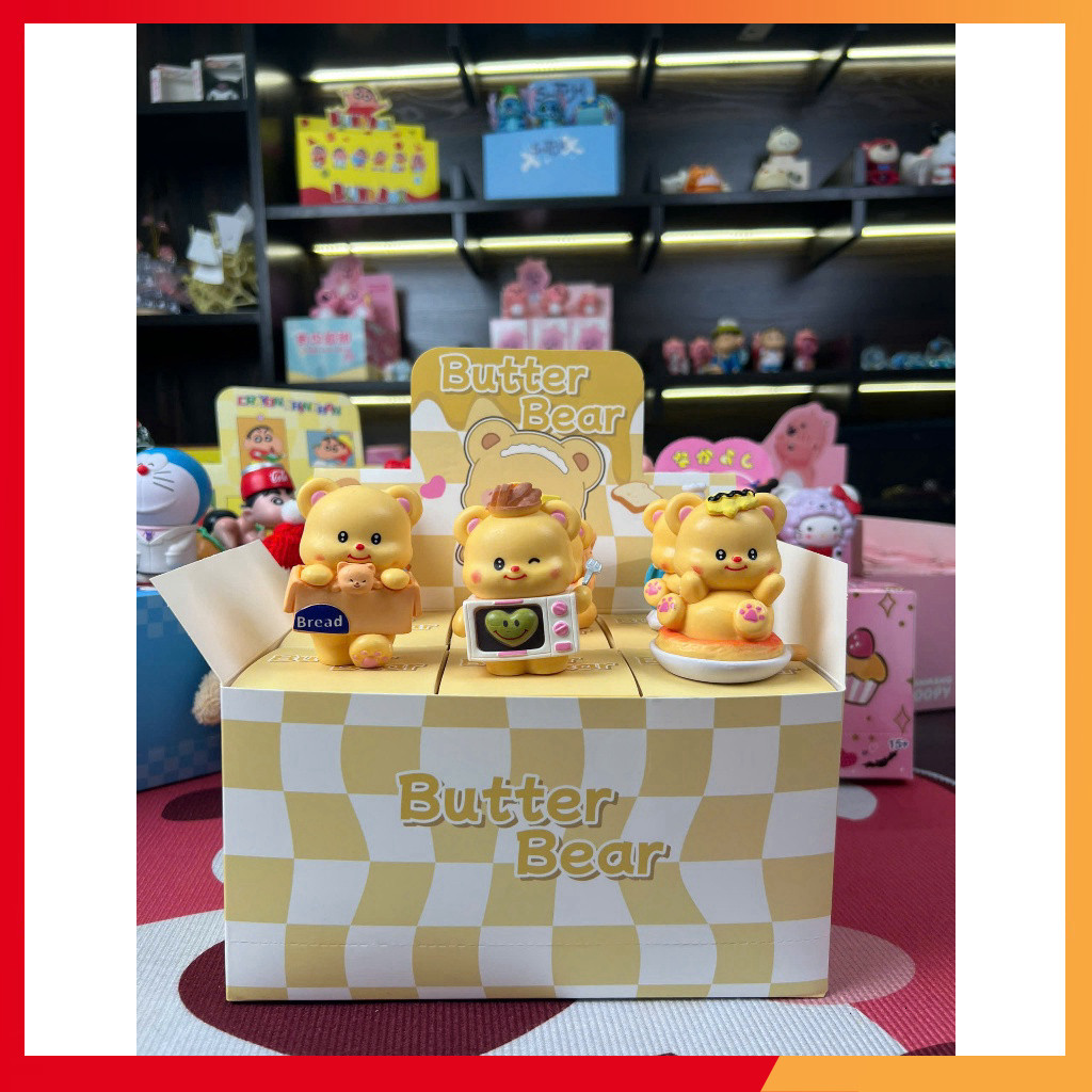 (N) (Butter Bear) Blindbox hộp mù nhân vật hoạt hình gấu bơ Butter Bear decor trang trí