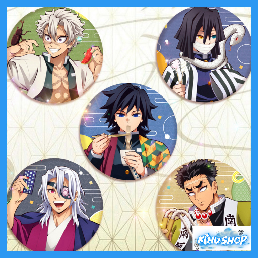 [KIHUSHOP] Bộ Huy Hiệu Tranh Truyện Kimetsu No Yaiba KNY Tengen Uzui Gyoumei Giyuu Sanemi Obanai Hàn