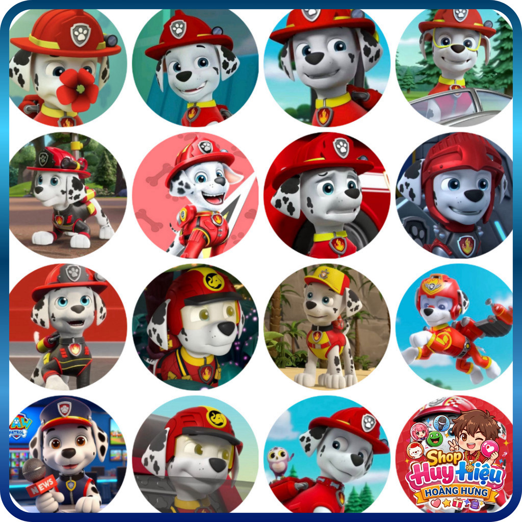[SHIP NHANH] Pin Cài Áo Marshall Paw Patrol Size 58mm Ghim Hủy Description: Ghim ghềnh Paw Patrol - 