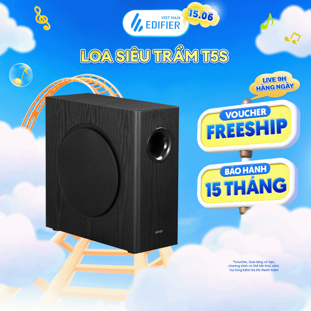Loa Âm Trầm EDIFIER T5S | Công Suất Cực Đại 70W | Loa Bass 8 Inch | Khuếch Đại Âm Thanh Class D | Bảo Hành 15 Tháng