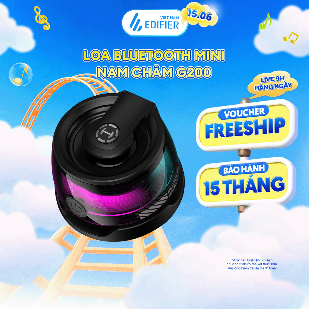 Loa Bluetooth Mini EDIFIER G200 | Tích Hợp Nam Châm | Thiết Kế Trong Suốt | Led RGB | Sử Dụng Tới 7H | Bảo Hành 15 Tháng