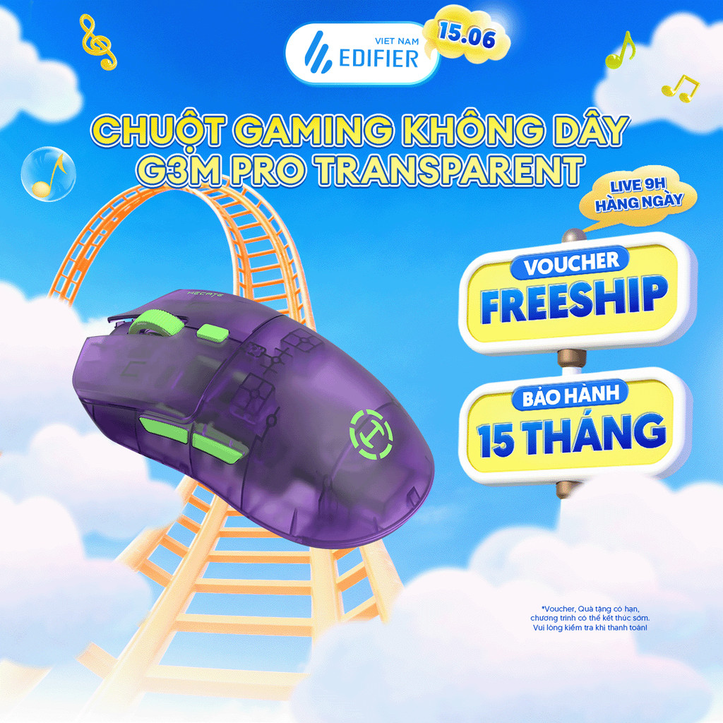 Chuột Gaming Không Dây EDIFIER G3M PRO | Thời Gian Sử Dụng Đến 70H | Độ Trễ Thấp 1ms | 3 Chế Độ | Bảo Hành 15 Tháng