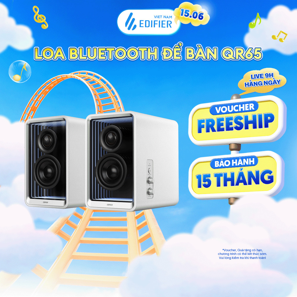 Loa Bluetooth Để Bàn EDIFIER QR65 | Công Suất 70W | Sạc Nhanh TurboGaN 65W | Ánh Sáng RGB | Bảo Hành 15 Tháng