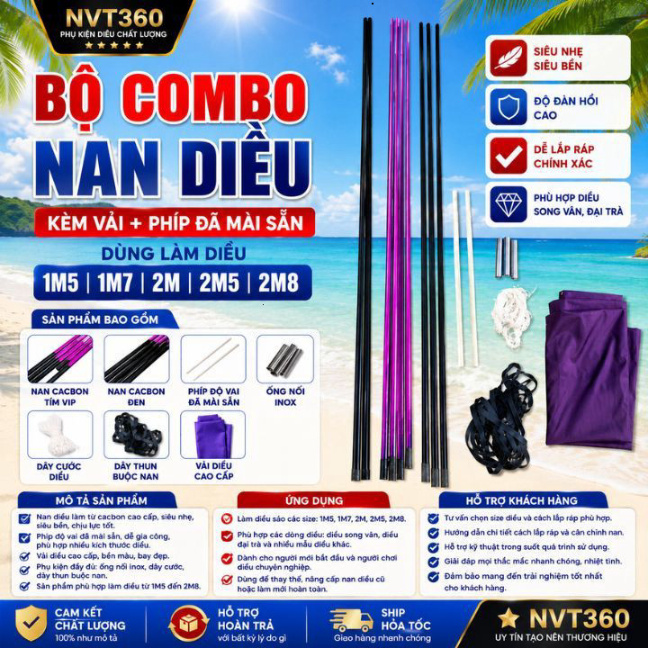 Nan Cacbon Làm Diều + Phíp Độ Vai Diều ( ĐÃ MÀI SẴN ) Làm Khung Diều Sáo 1m5 1m7 2m 2m5 2m8 Cho Diều
