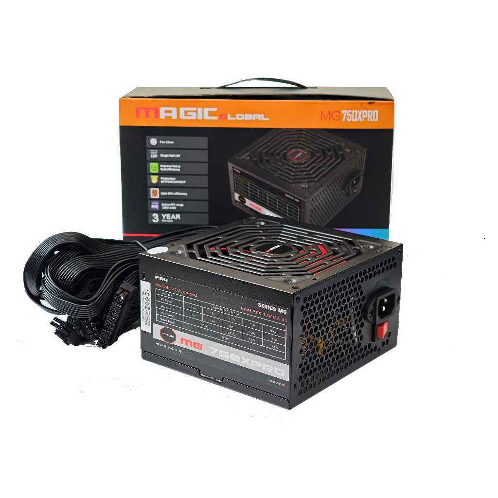 NGUỒN MAGIC MG-750X PRO CST 750W (DUAL XEON) APFC, 85+ EFICIENCY  (Cáp đen dẹt)