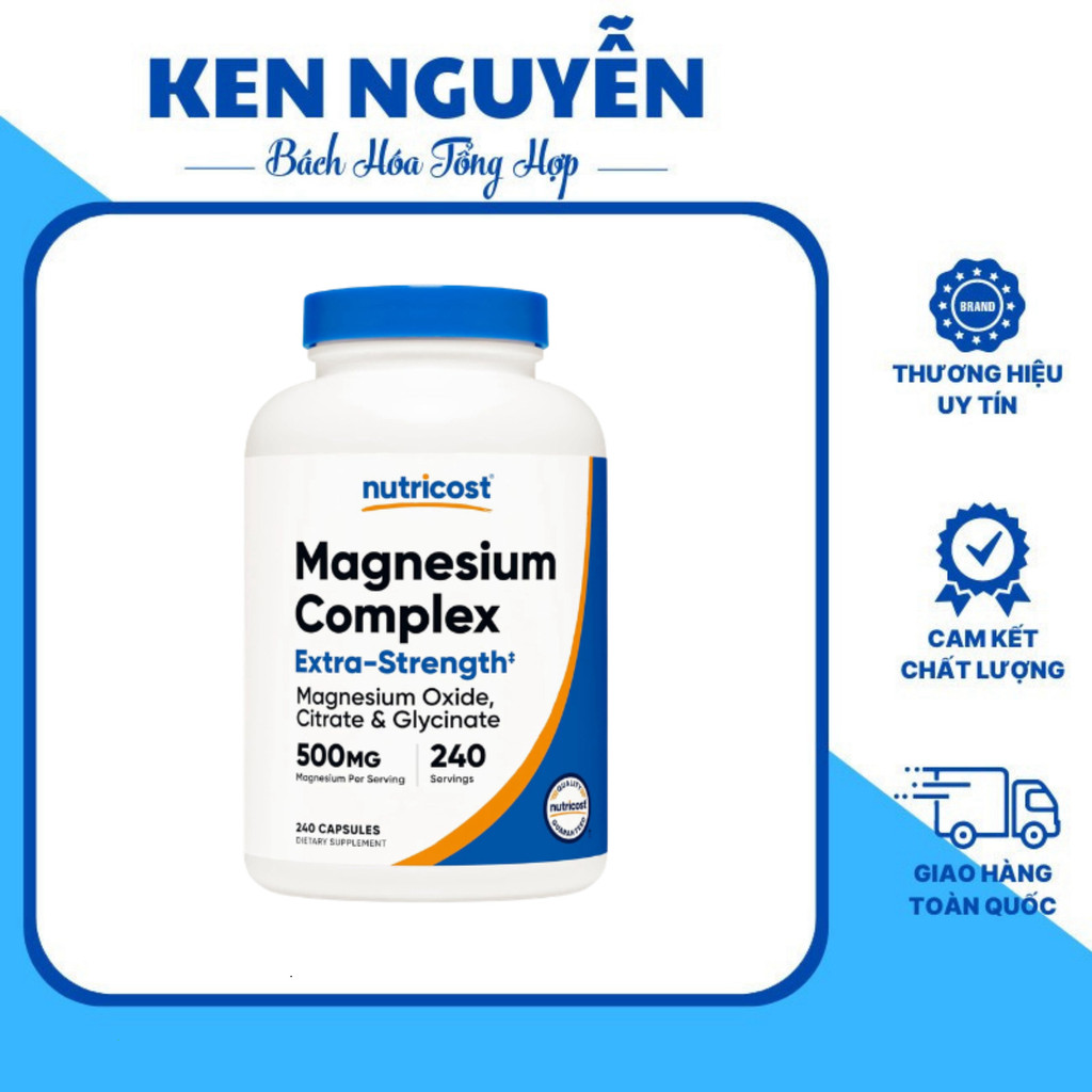 Nutricost Magnesium Complex 500mg - Tổng Hợp 3 Dạng Magie Oxide, Citrate và Glycinate dễ hấp thu
