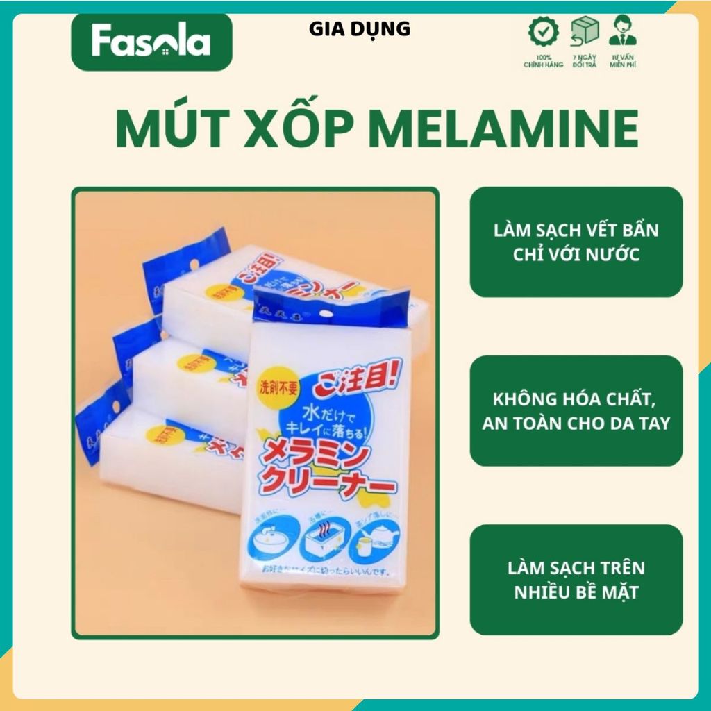 (COMBO 10 CÁI)Mút Xốp Melamine Fasola Tẩy Rửa Vết Bẩn Cứng Đầu, Mút Lau Chùi Đa Năng Fasola, MÚT LAU