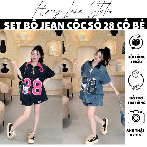 [H.Lana.Vip] SET BỘ JEAN CỘC SỐ 28 CỔ BẺ