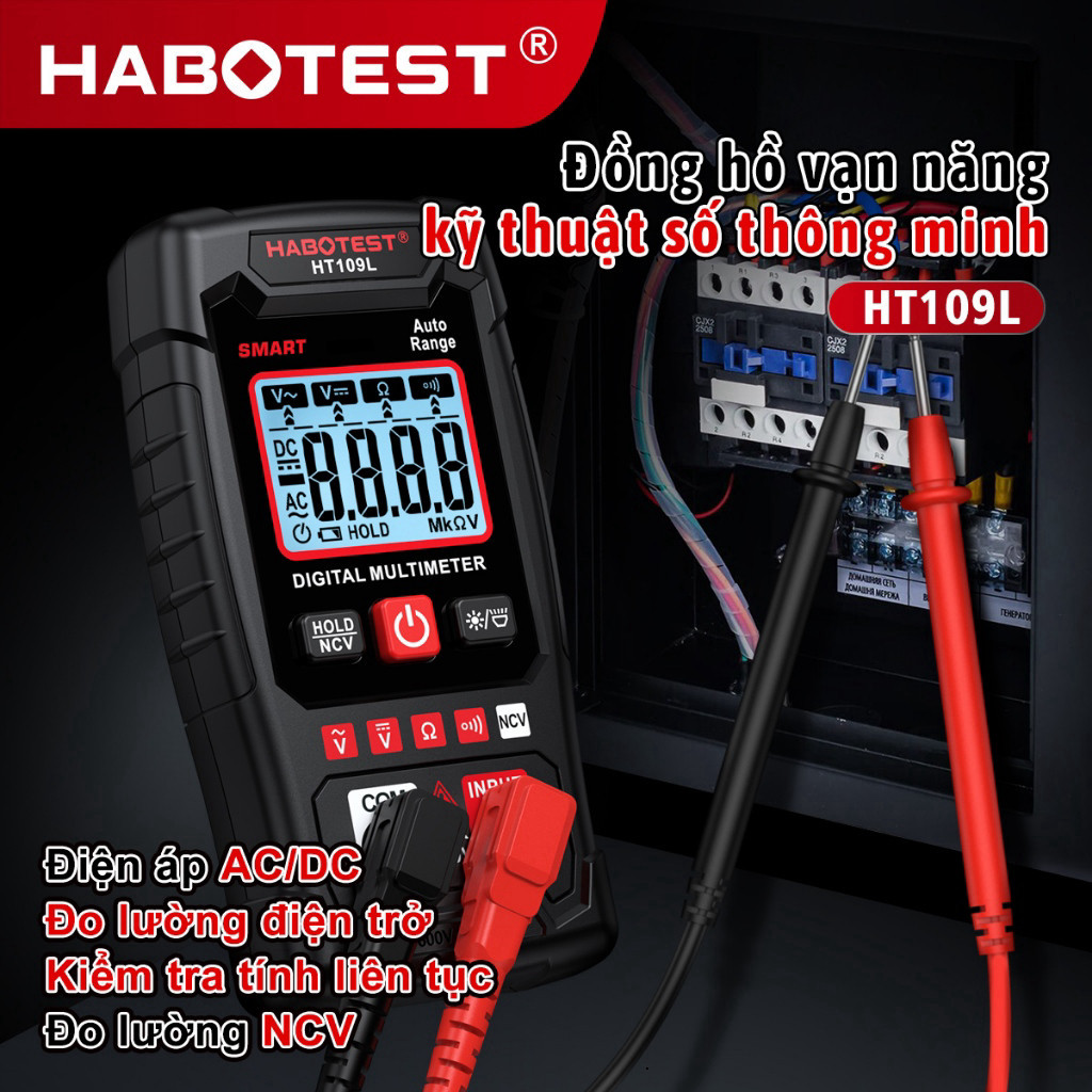 D Đồng Hồ Vạn Năng HABOTEST HT109L Kỹ Thuật Số AC DC 600V Đồng Hồ Thử Điện