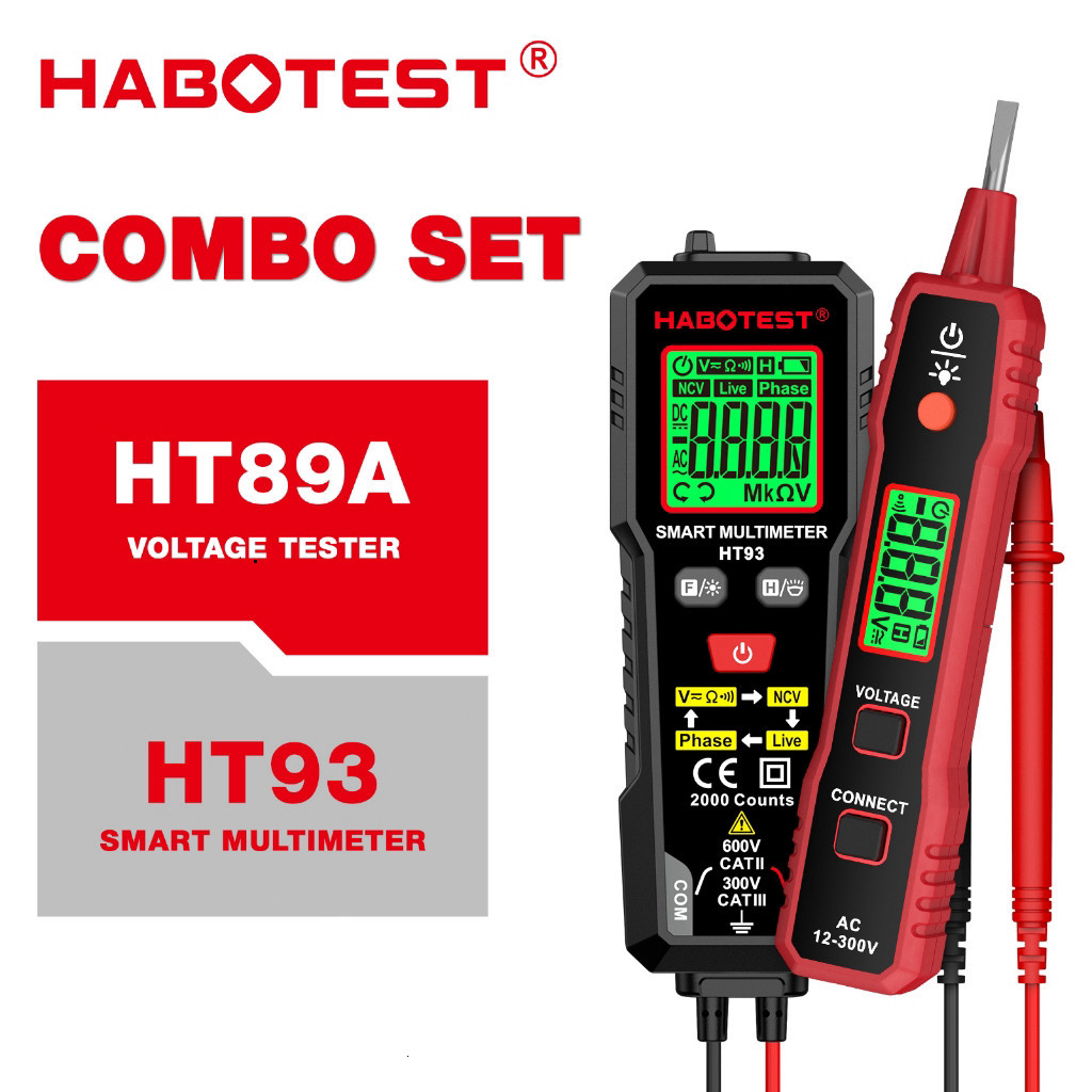 D Máy đo điện áp vạn năng kỹ thuật số HT93 HT89A Động cơ thông minh đếm NCV 12~300V