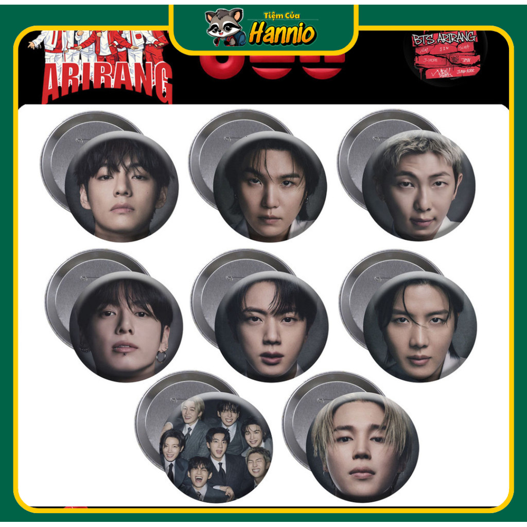 [HCM SỈ] Trâm cài áo BTS ARIRANG KPOP Logo Bar Ji J-HOPE JIMIN RM SUGA