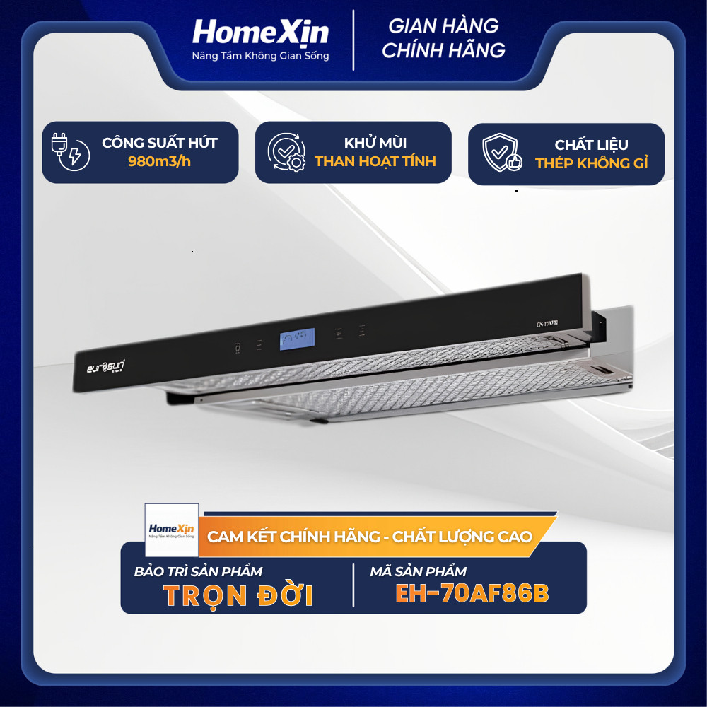 Máy hút mùi âm tủ Eurosun EH-70AF86B - thiết kế kéo trượt thông minh, hút mùi nhanh, hoạt động êm, t