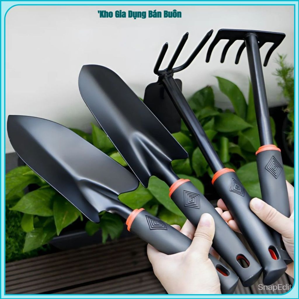 ( COMBO 2) BỘ 4 MÓN DỤNG CỤ LÀM VƯỜN, Bộ Dụng Cụ Làm Vườn, Cuốc Làm Vườn, Xẻng Làm Vườn ,Tay Cầm Bọc