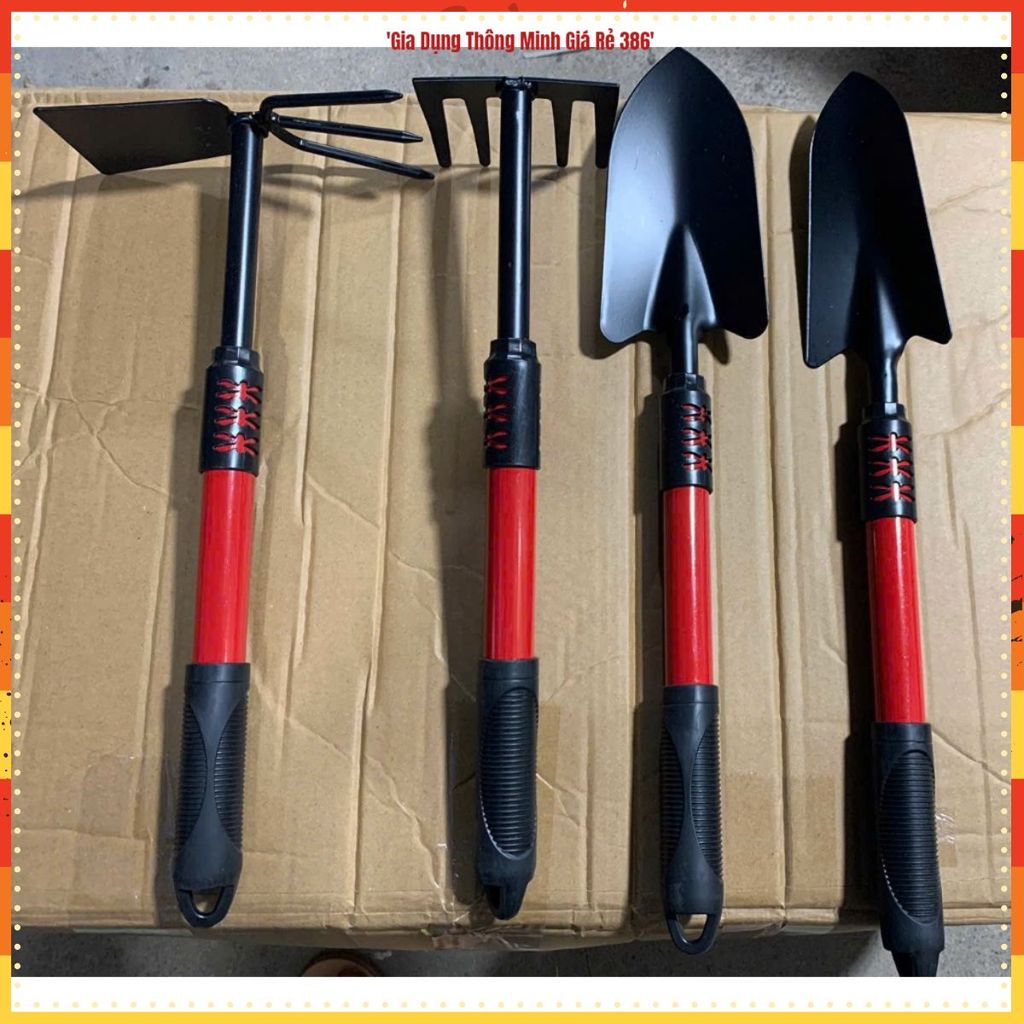 ( COMBO 2) BỘ 4 MÓN DỤNG CỤ LÀM VƯỜN, Bộ Dụng Cụ Làm Vườn, Cuốc Làm Vườn, Xẻng Làm Vườn ,Tay Cầm Bọc
