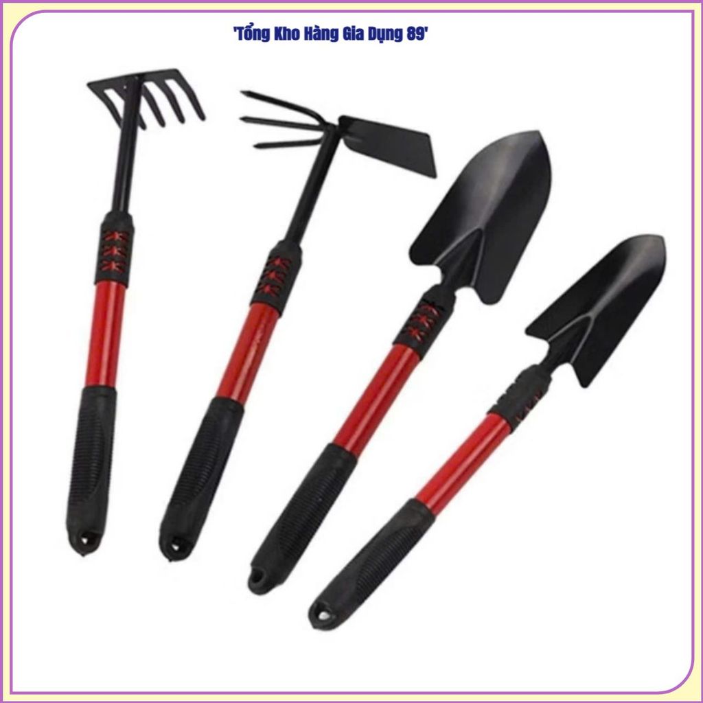 ( COMBO 2) BỘ 4 MÓN DỤNG CỤ LÀM VƯỜN, Bộ Dụng Cụ Làm Vườn, Cuốc Làm Vườn, Xẻng Làm Vườn ,Tay Cầm Bọc