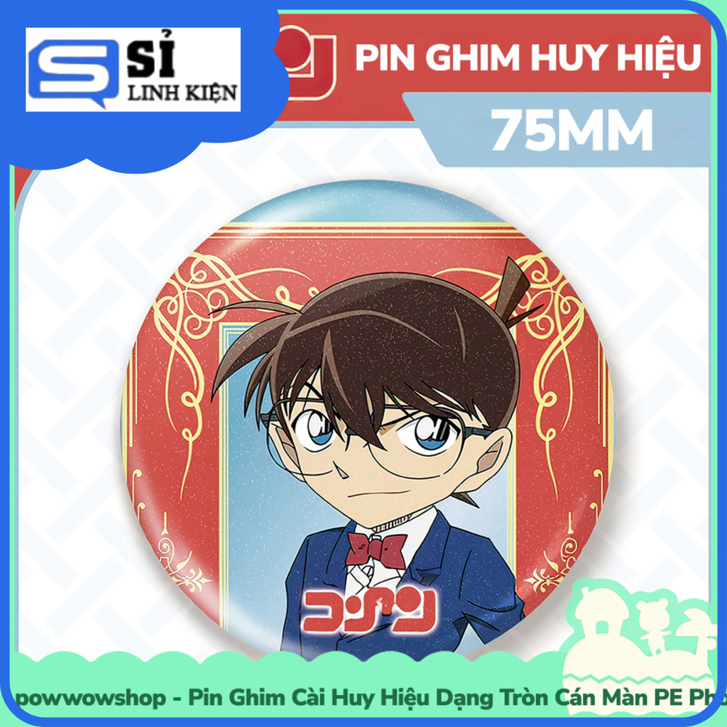 [LOẠI 1] Trâm Ghim Cài Áo Dạng Tròn PE Phong Cách Anime Manga Conan