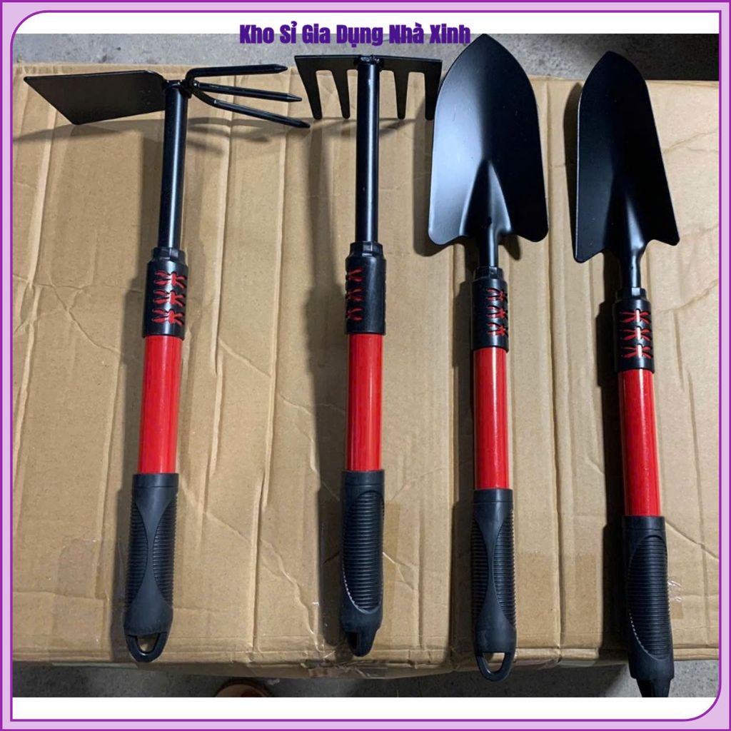 ( COMBO 2) BỘ 4 MÓN DỤNG CỤ LÀM VƯỜN, Bộ Dụng Cụ Làm Vườn, Cuốc Làm Vườn, Xẻng Làm Vườn ,Tay Cầm Bọc