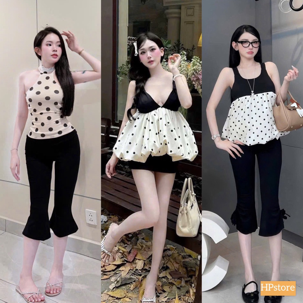 MT88- (DAEL MỞ BÁN GIÁ RẺ) Sét bí chấm bi mix quần lửng chất thun zip siêu co giãn (38-57kg)