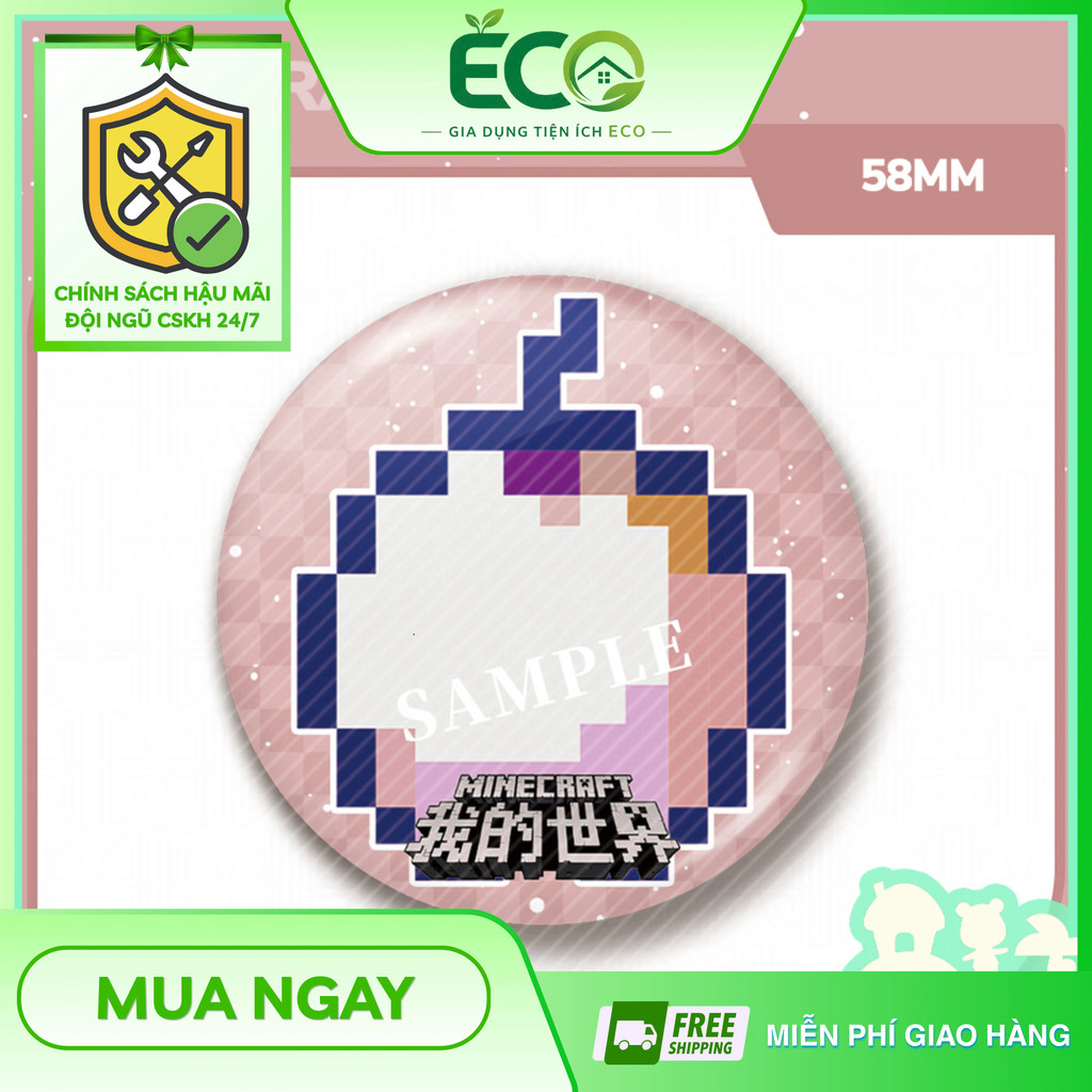 🔥CHÍNH HÃNG🔥 Trâm Ghim Pin Cài Áo / Túi Dạng Tròn 58mm Màn PE Phong Cách Game Minecraft Output lengt